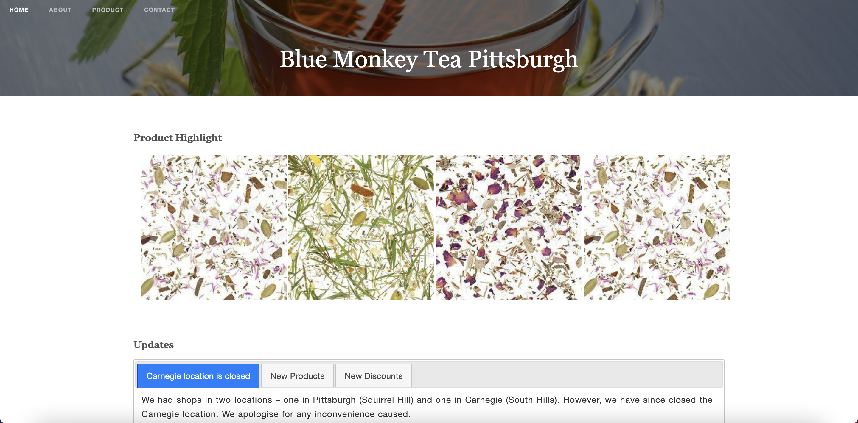 Blue Monkey Tea Website