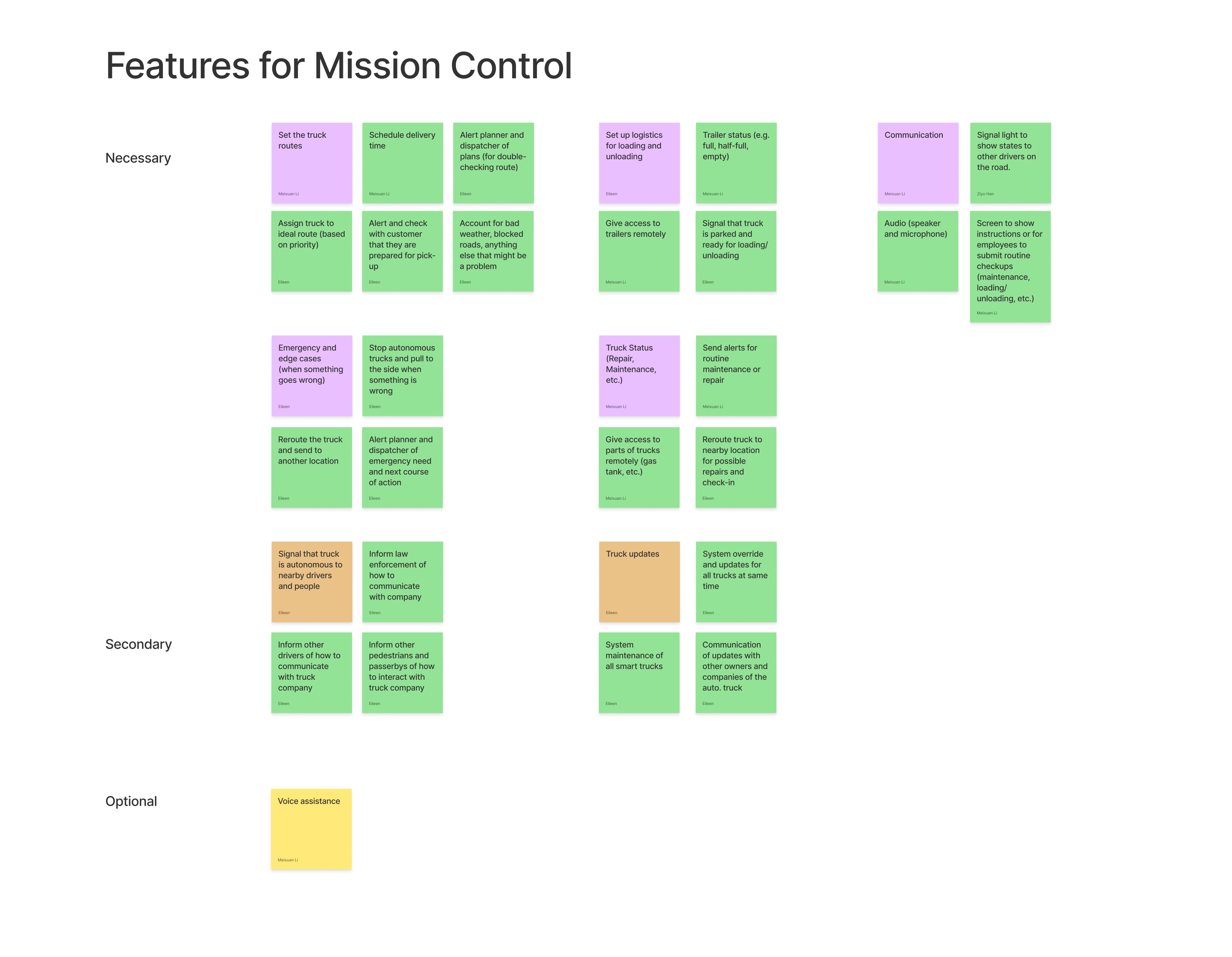 Features for Mission Control